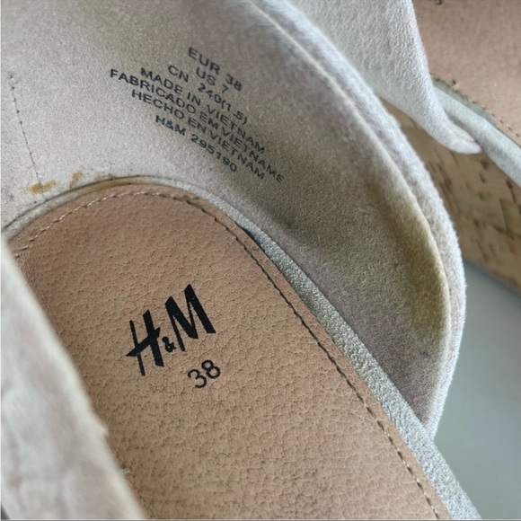 H&M Snake-Print Faux Suede Cork Platform Wedge Heel Pale Pink Women's Size 7.5 - Picture 8 of 10